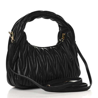 Miu Miu Nappa Matelasse Mini Wander Hobo Black 2 of 6