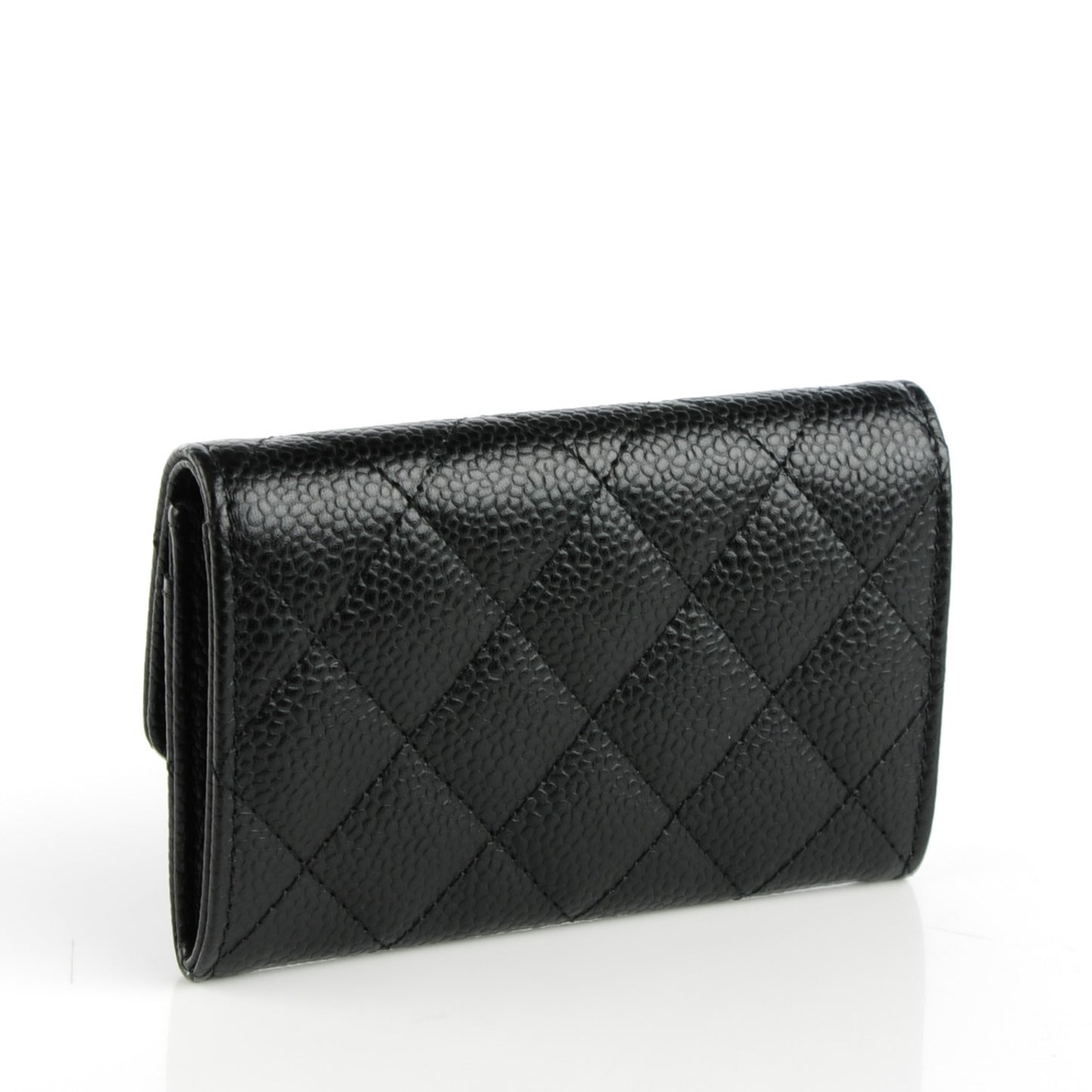 Caviar Quilted Flap Card Holder Black