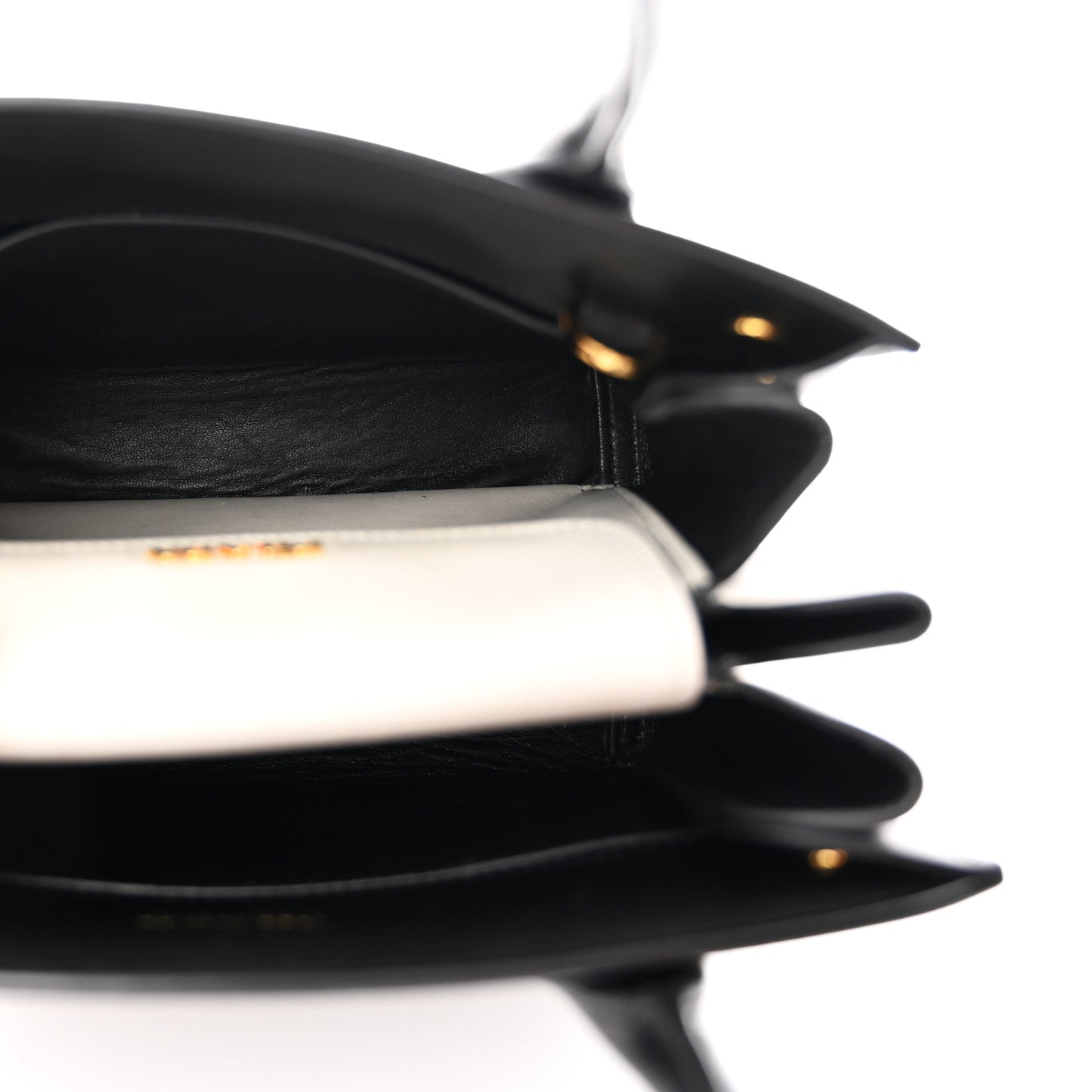 Saffiano City Calfskin Mini Bibliothèque Top Handle Black White