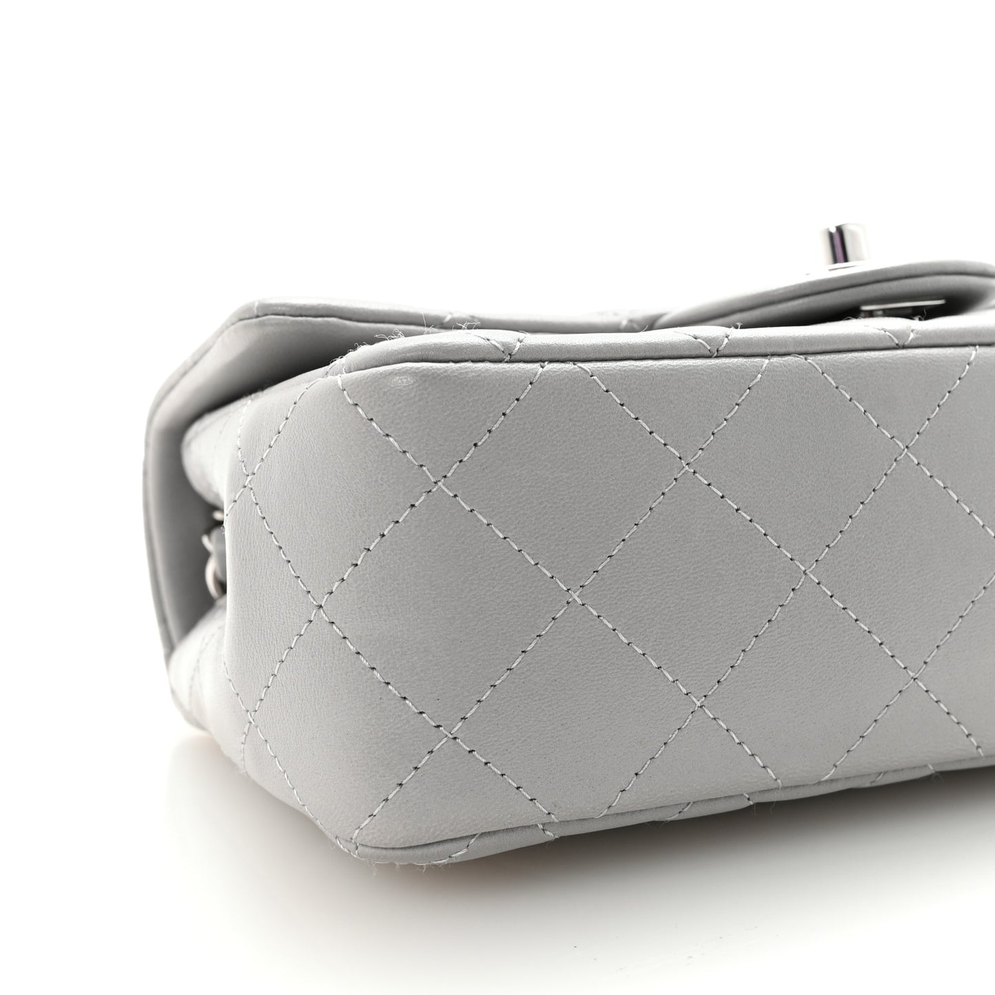 Lambskin Quilted Mini Rectangular Flap Grey