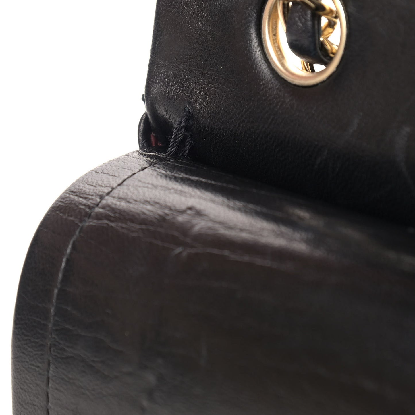 Lambskin Quilted Medium Double Flap Black