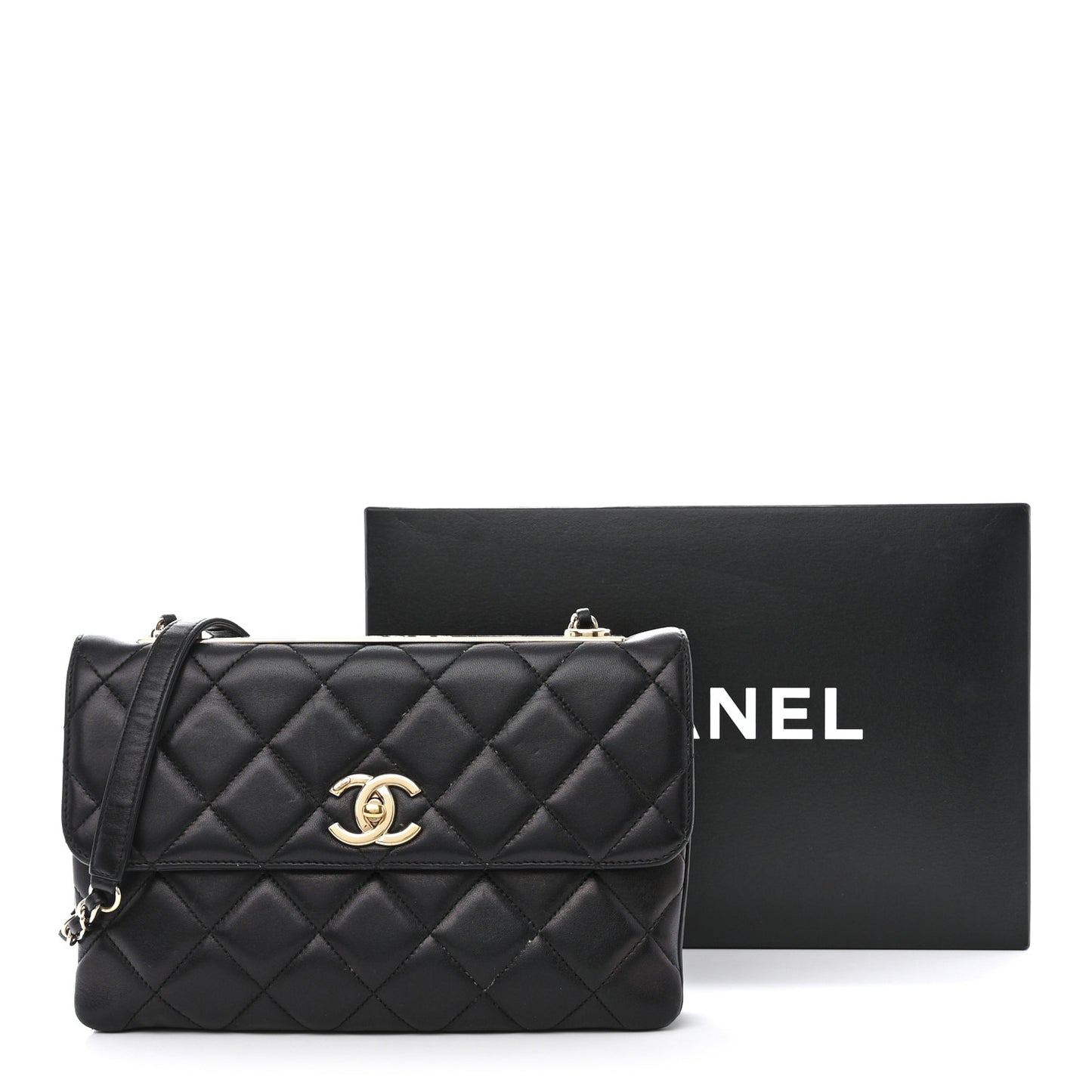 Lambskin Quilted Medium Trendy CC Flap Black