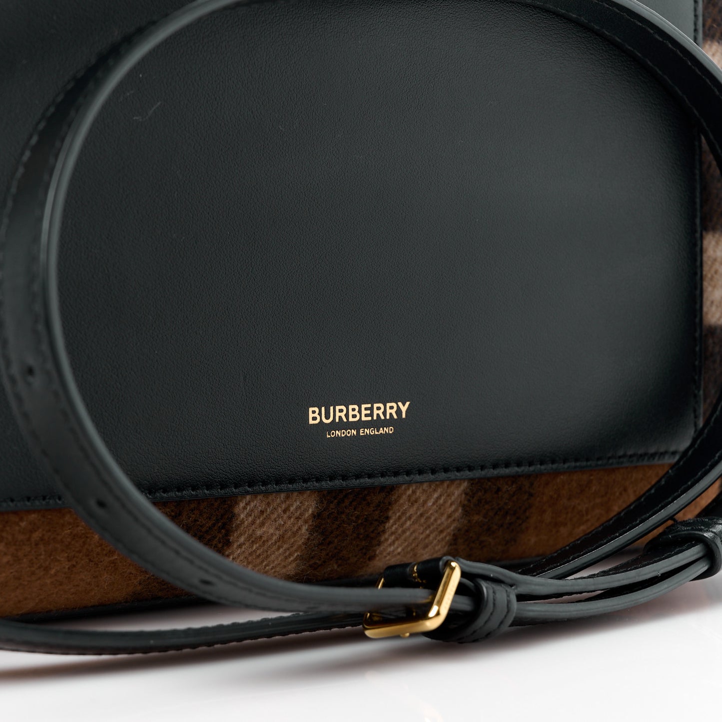 Smooth Calfskin Cashmere Check Mini Pocket Bag Brown