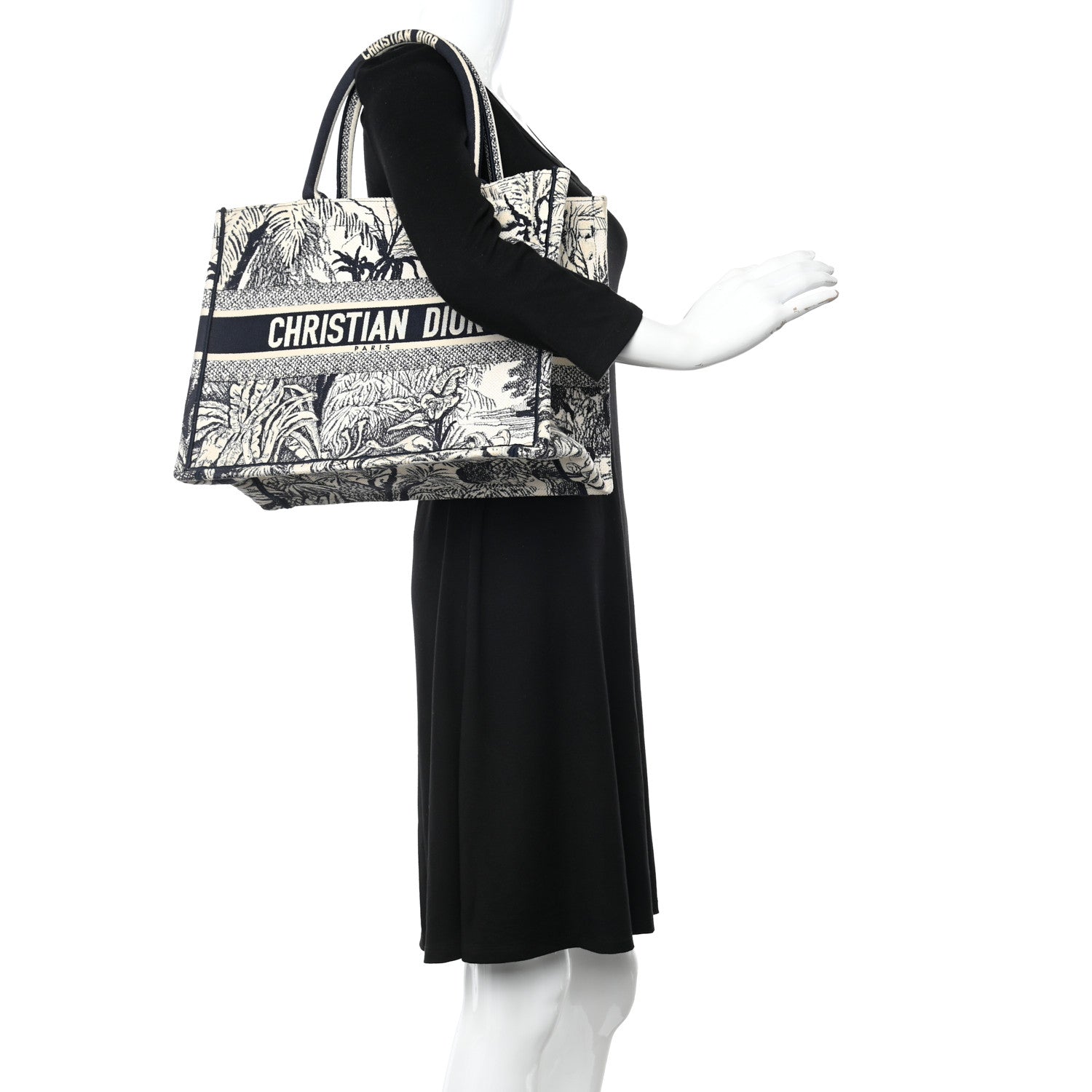 Christian Dior Canvas Embroidered Medium Palms Toile De Jouy Book Tote Blue 2 of 10