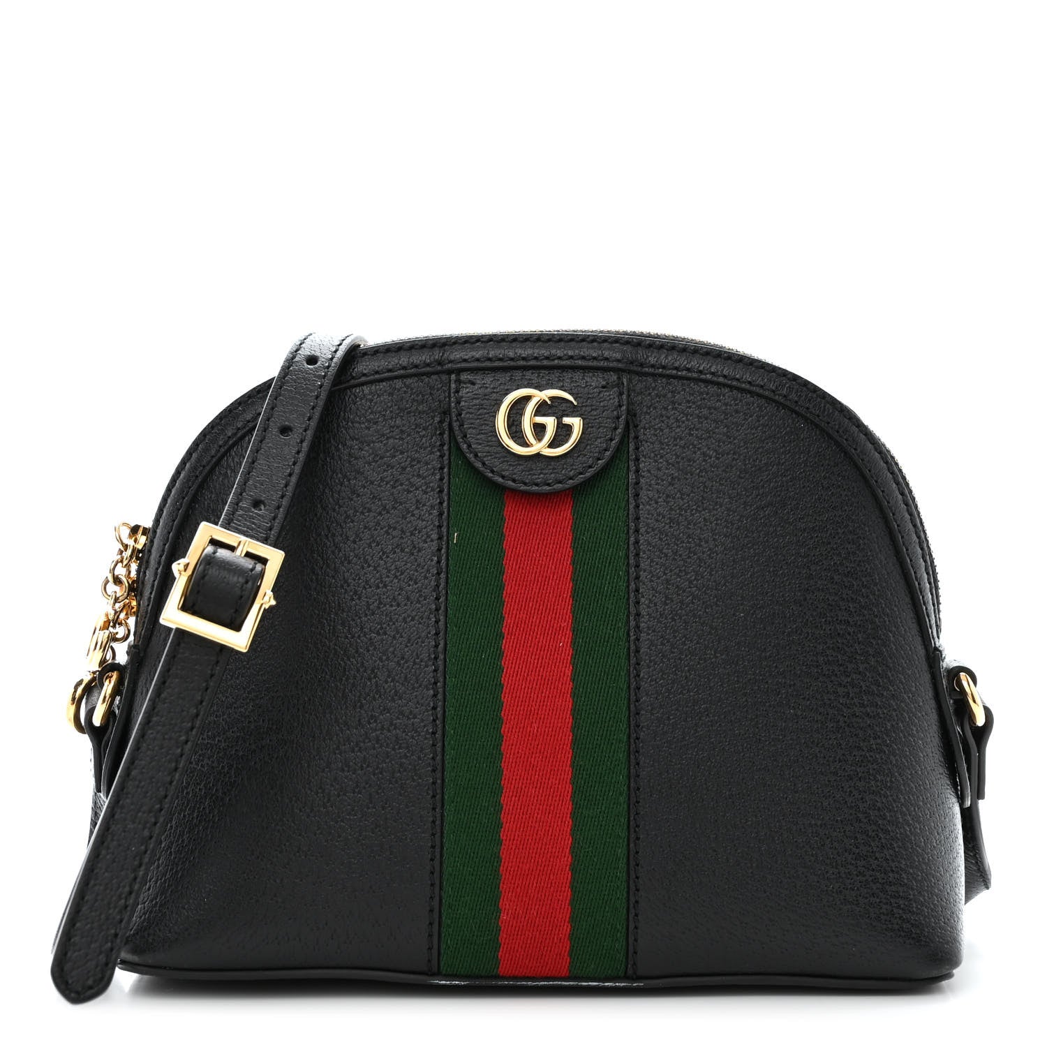 Gucci Calfskin GG Web Small Ophidia Dome Shoulder Bag Black 1 of 10