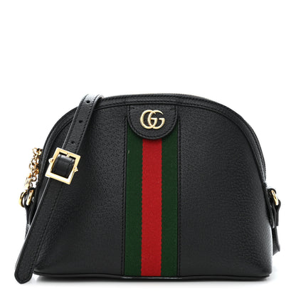 Gucci Calfskin GG Web Small Ophidia Dome Shoulder Bag Black 1 of 10