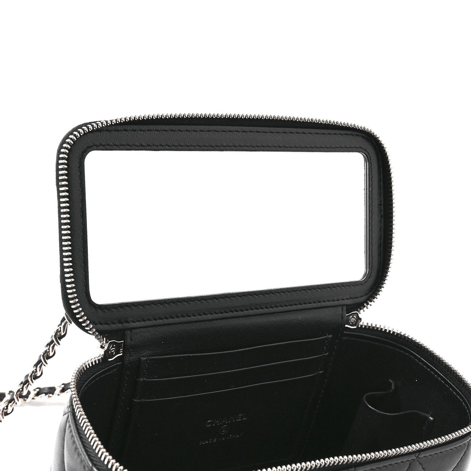 Chanel Lambskin Quilted Small Top Handle Vanity Case With Chain Black 12 of 13