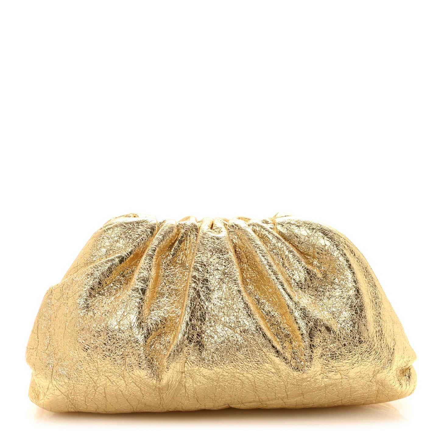 Metallic Bark Calfskin Embossed The Pouch Oversized Clutch Oro