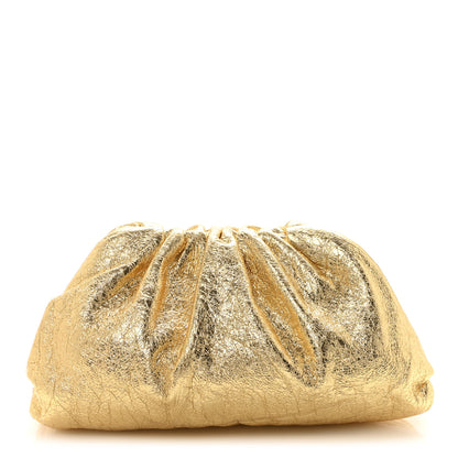 Bottega Veneta Metallic Bark Calfskin Embossed The Pouch Oversized Clutch Oro 1 of 7