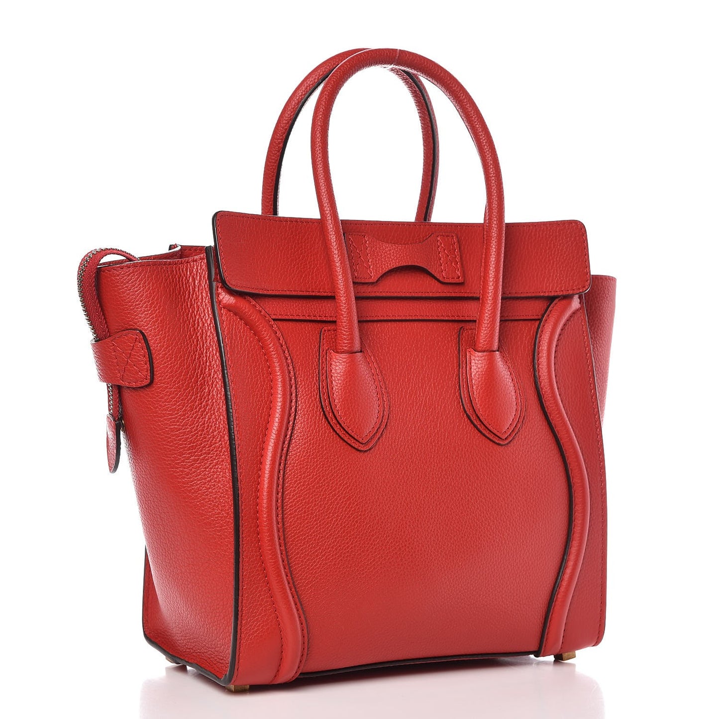Drummed Calfskin Micro Luggage Coquelicot