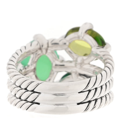 David Yurman Sterling Silver Diamond Chrysoprase Peridot Prasiolite Hematine Ring 49 5 3 of 4