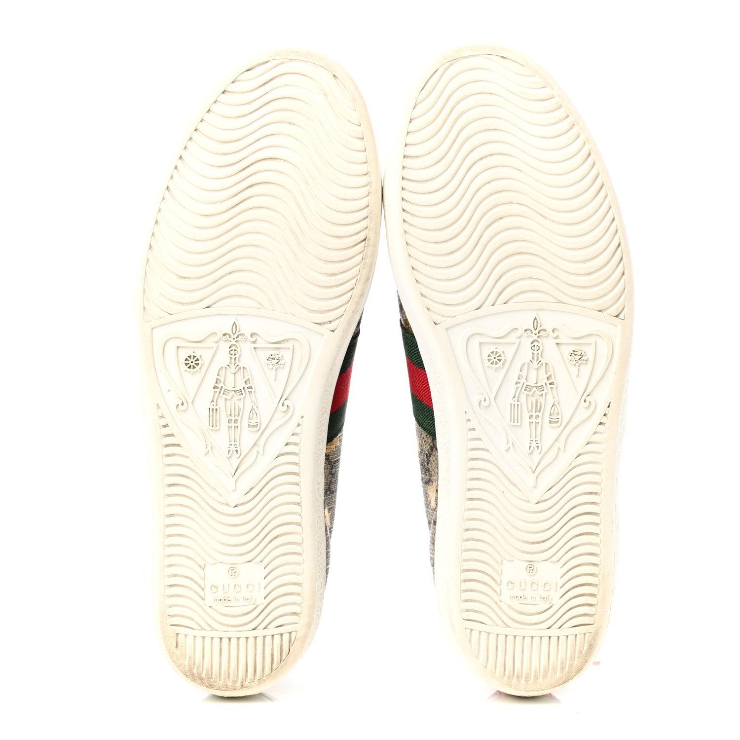 Gucci GG Supreme Monogram Bees Ayers Web Womens Ace Sneakers 37 Beige Oro Green Red 6 of 10