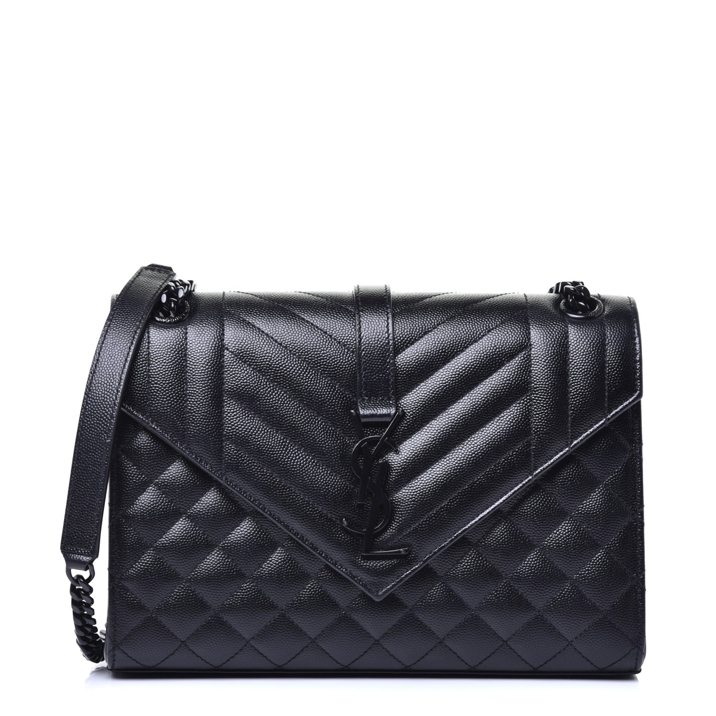 Grain De Poudre Textured Mixed Matelasse Triquilt Medium Monogram Satchel Black