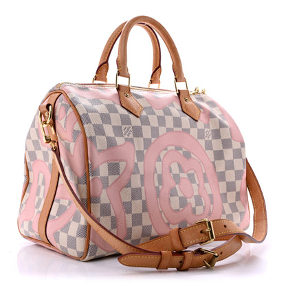 Louis Vuitton Damier Azur Tahitienne Speedy Bandouliere 30 Rose Ballerine 3 of 15