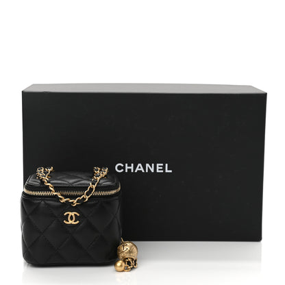 Chanel Lambskin Quilted Mini Pearl Crush Vanity Case With Chain Black 11 of 11