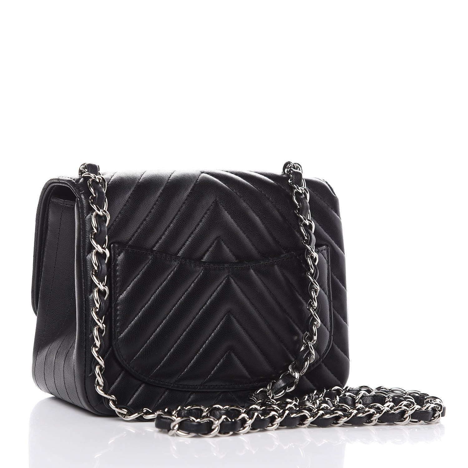 Chanel Lambskin Chevron Quilted Mini Square Flap Black 3 of 15