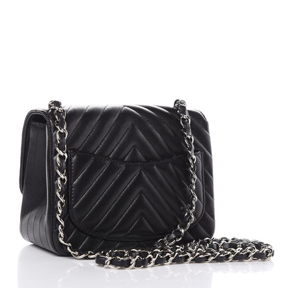 Chanel Lambskin Chevron Quilted Mini Square Flap Black 3 of 15