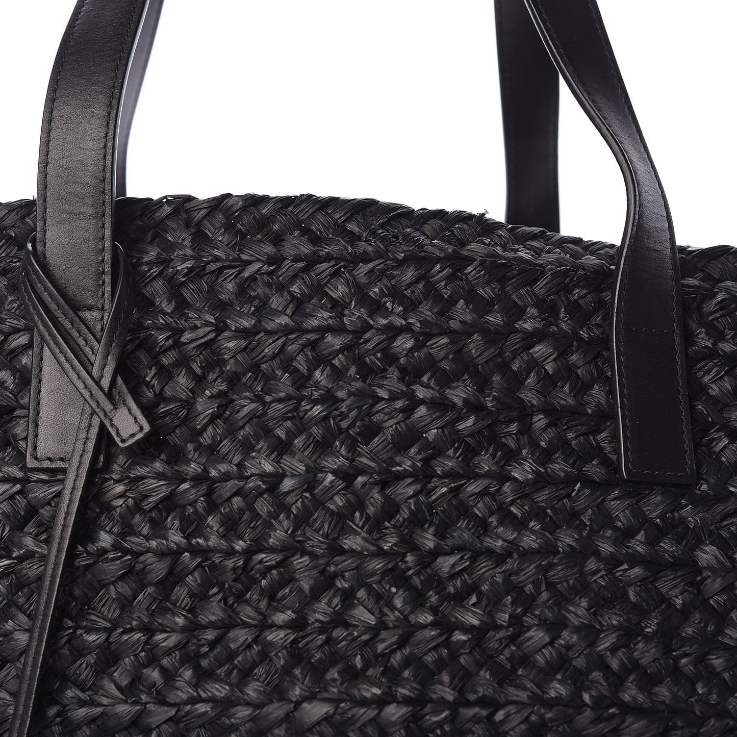 Raffia Medium Panier Bag Black
