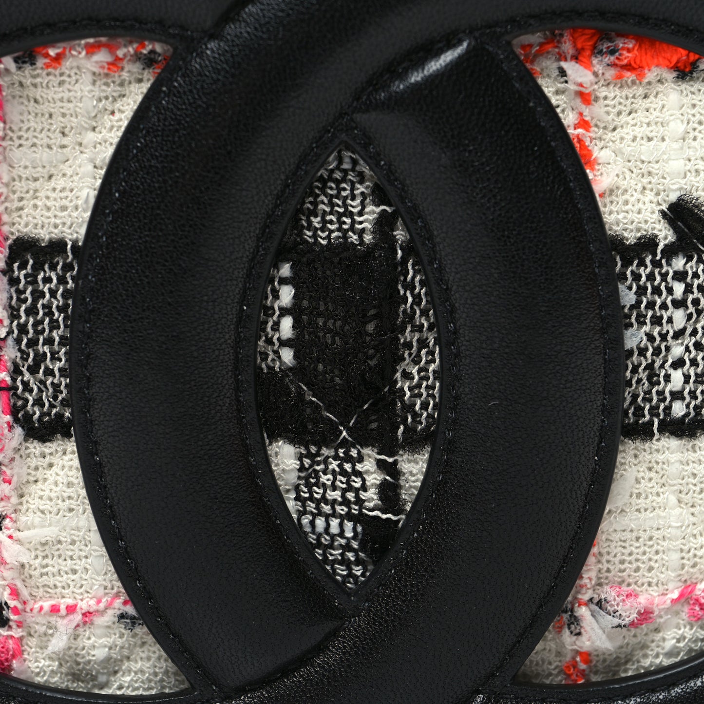 Tweed Lambskin Quilted Coco Midnight Camera Case White Black Multicolor
