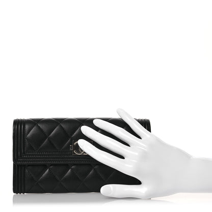 Chanel Lambskin Quilted Large Boy Gusset Flap Wallet Black 2 of 14