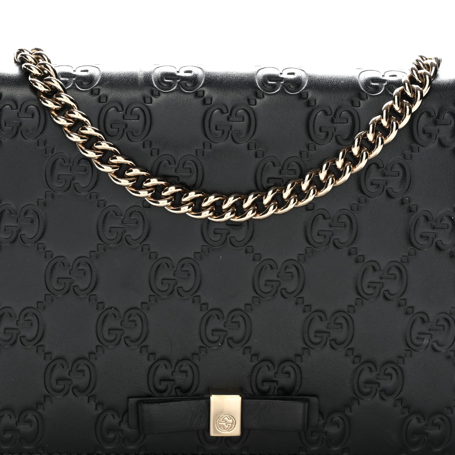 Gucci Guccissima Signature Bowy Chain Wallet Black 7 of 9