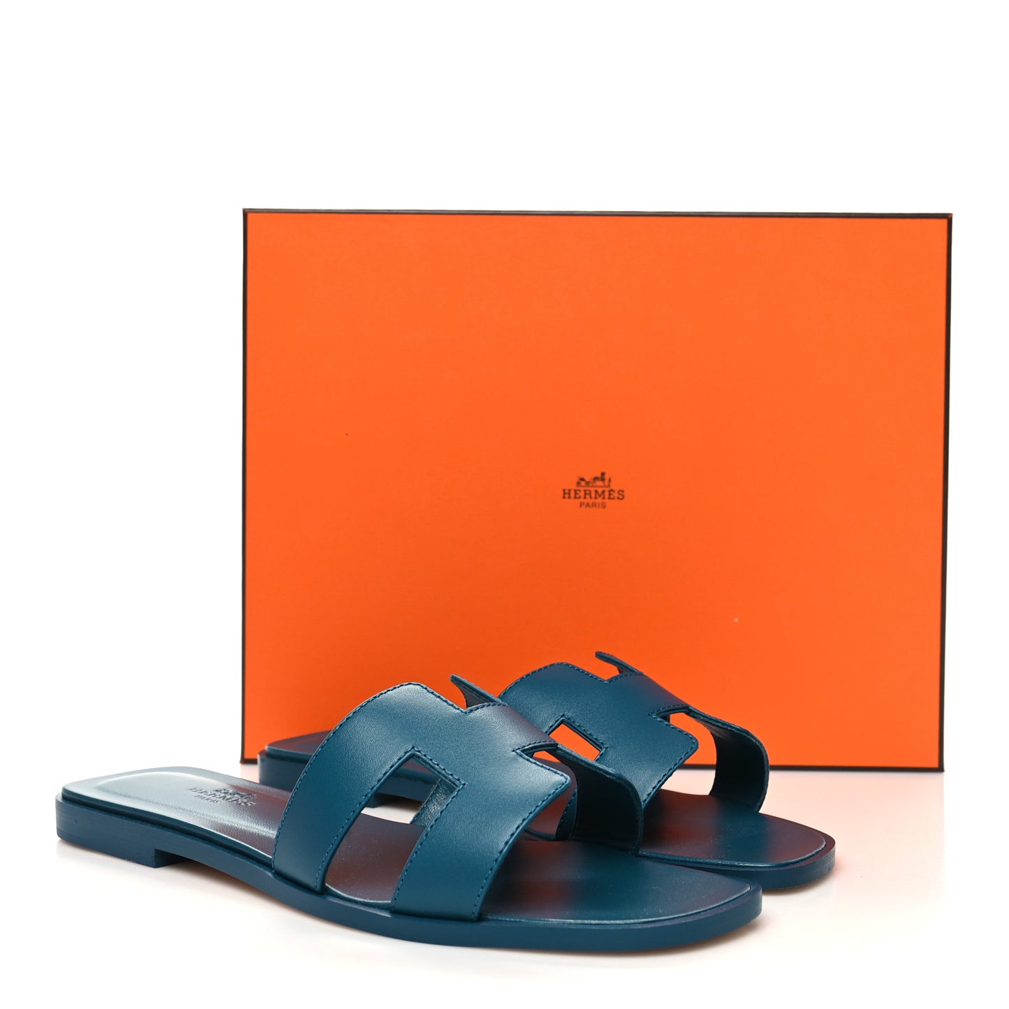 Calfskin Oran Sandals 37.5 Bleu Emeraude