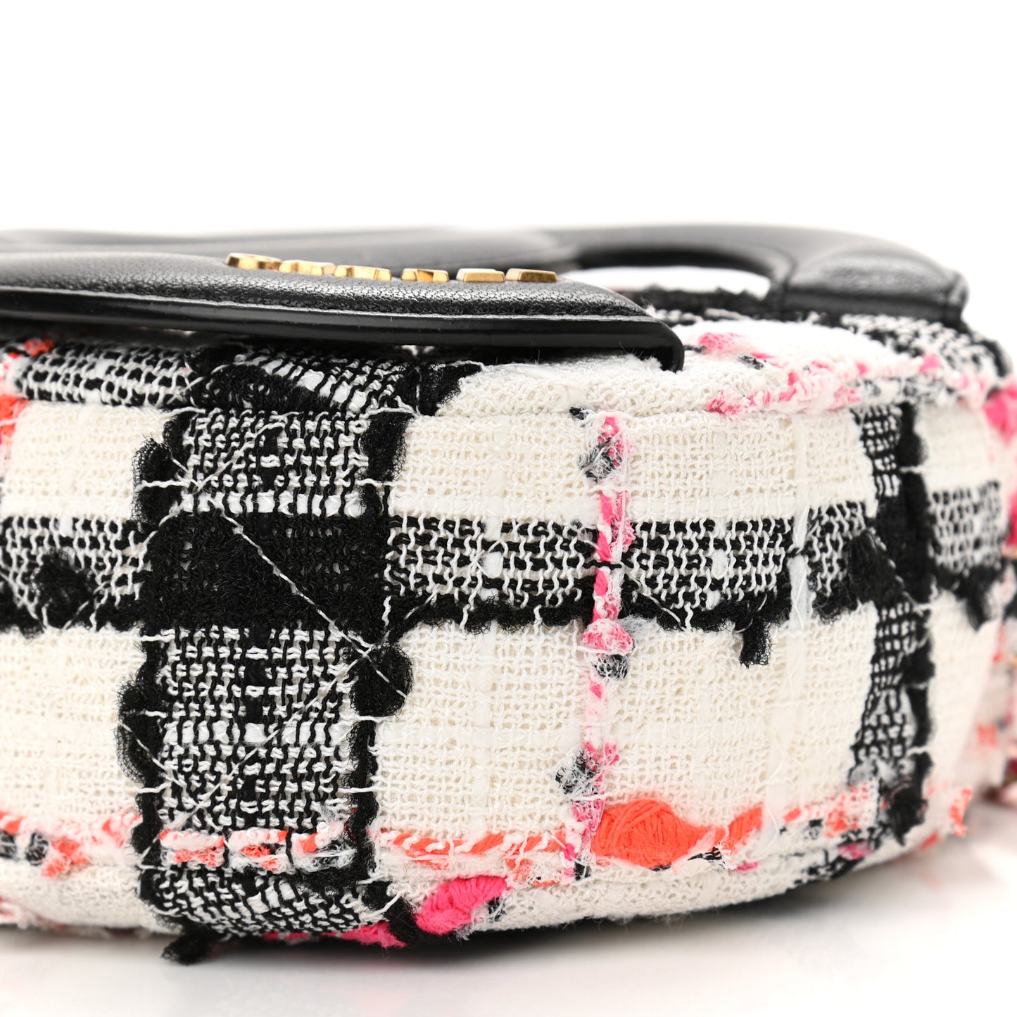 Tweed Lambskin Quilted Coco Midnight Camera Case White Black Multicolor