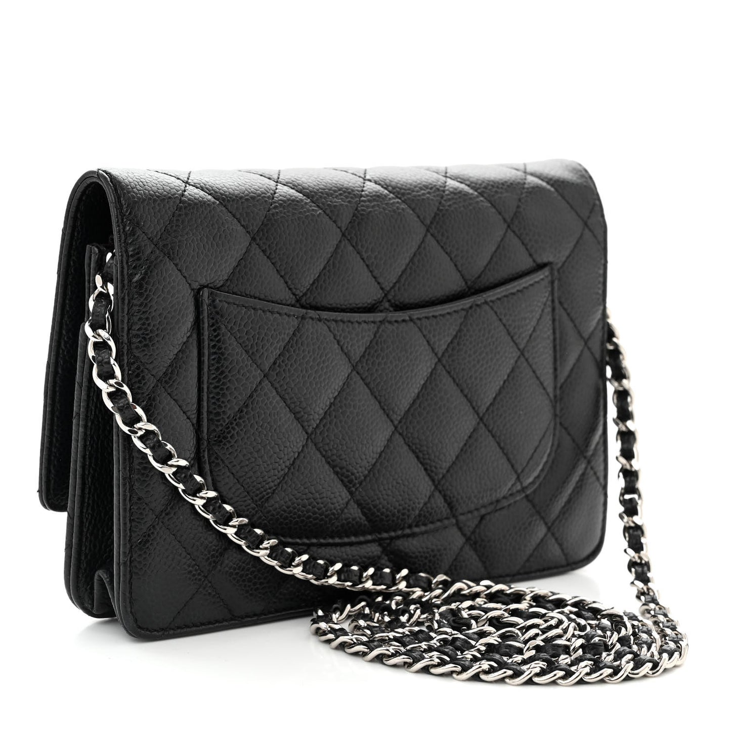 Caviar Quilted Wallet on Chain WOC Black