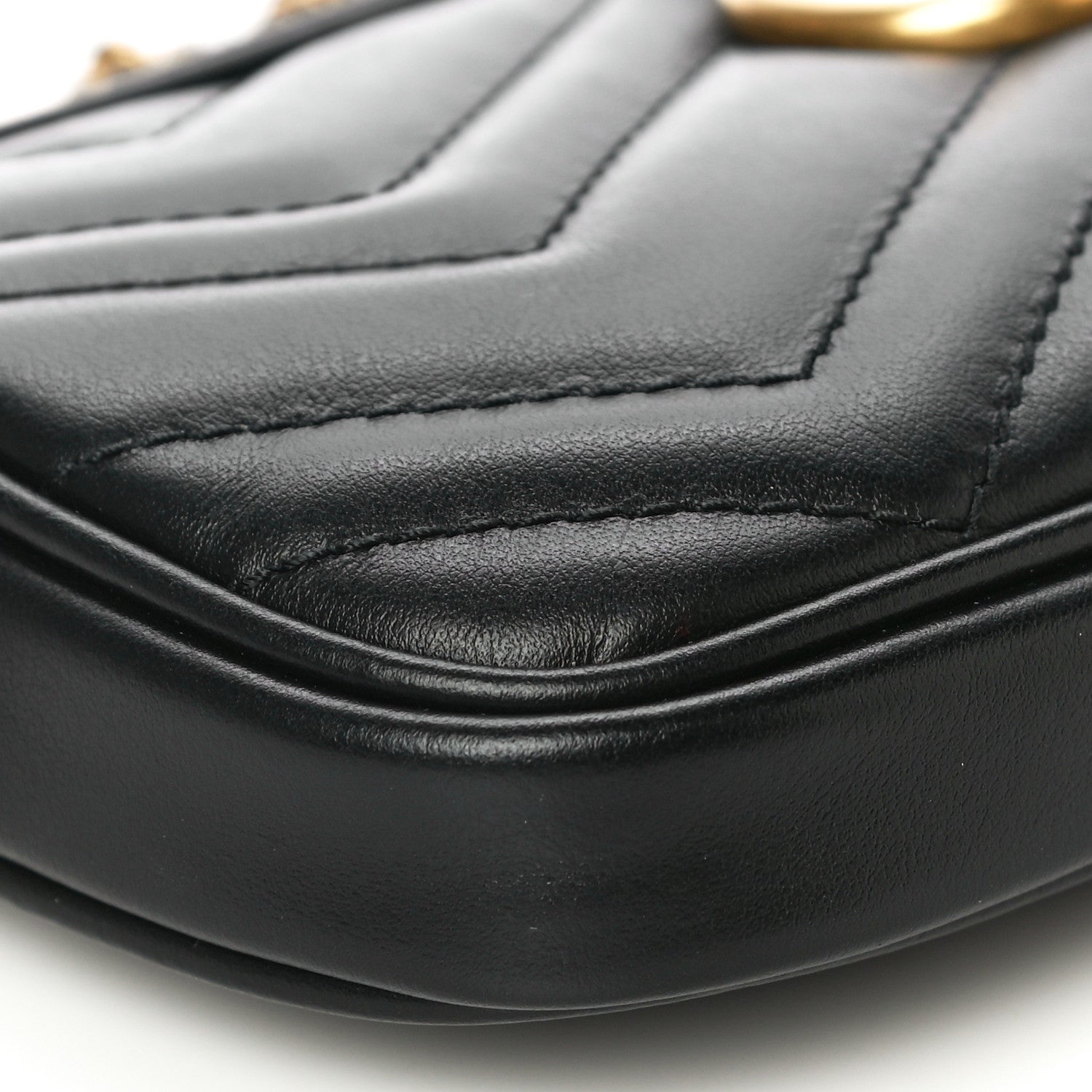 Gucci Calfskin Matelasse Mini GG Marmont Chain Crossbody Bag Black 8 of 12