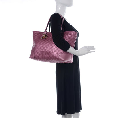 Gucci Metallic Soft Guccissima Large Heart Bit Charm Top Handle Tote Fresia Rose 2 of 15