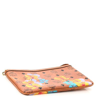 MCM Visetos Anya Essential Floral Print Shopper Tote Pouch Cognac 4 of 6