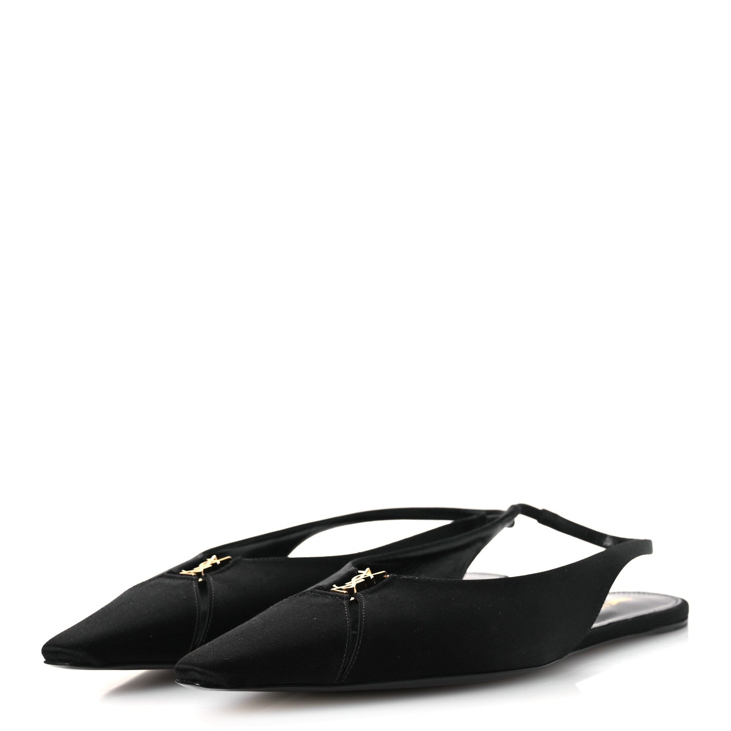 Saint Laurent Satin Crepe Babylone Slingback Flats 39 Black 4 of 12