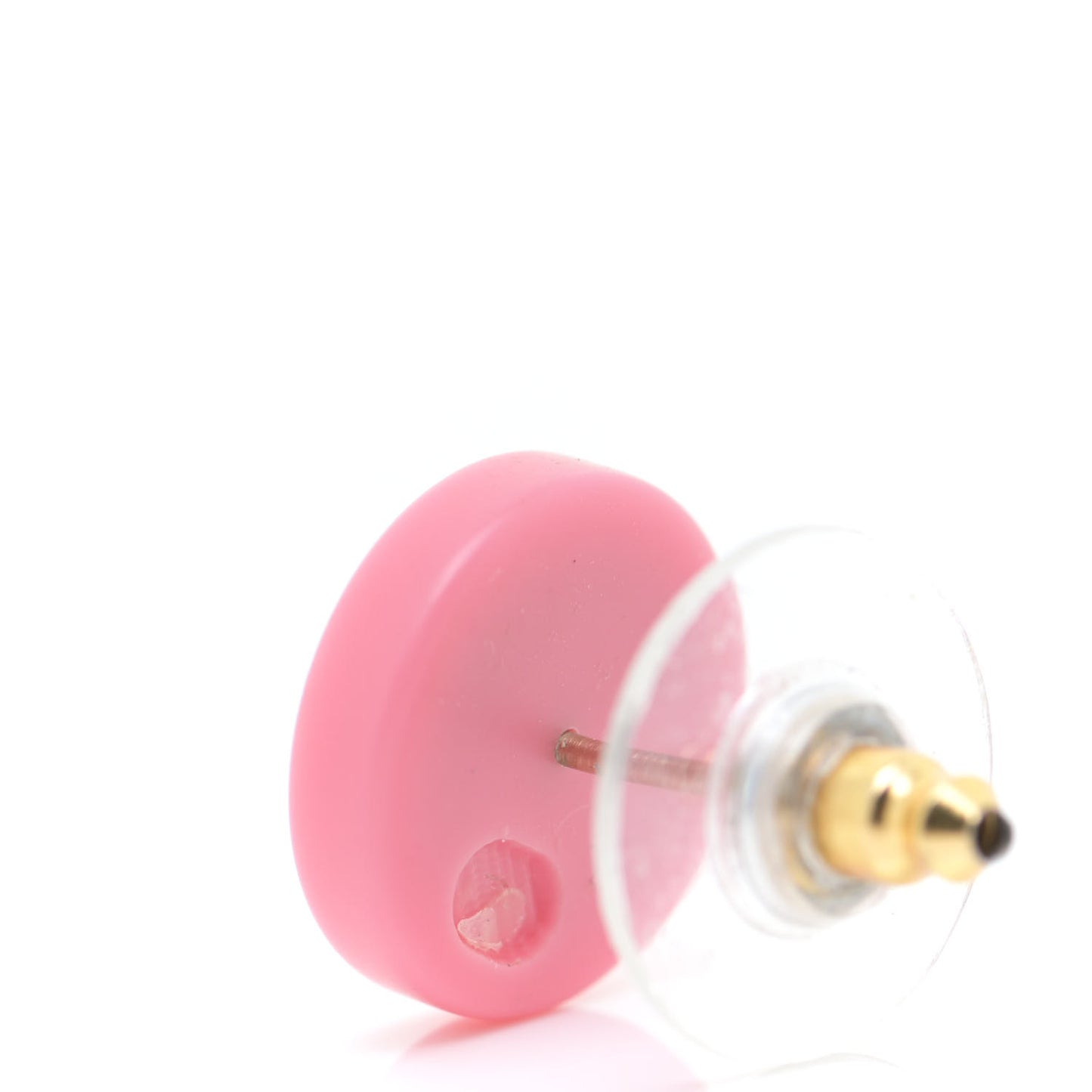 Resin Chain CC Round Earrings Gold Pink