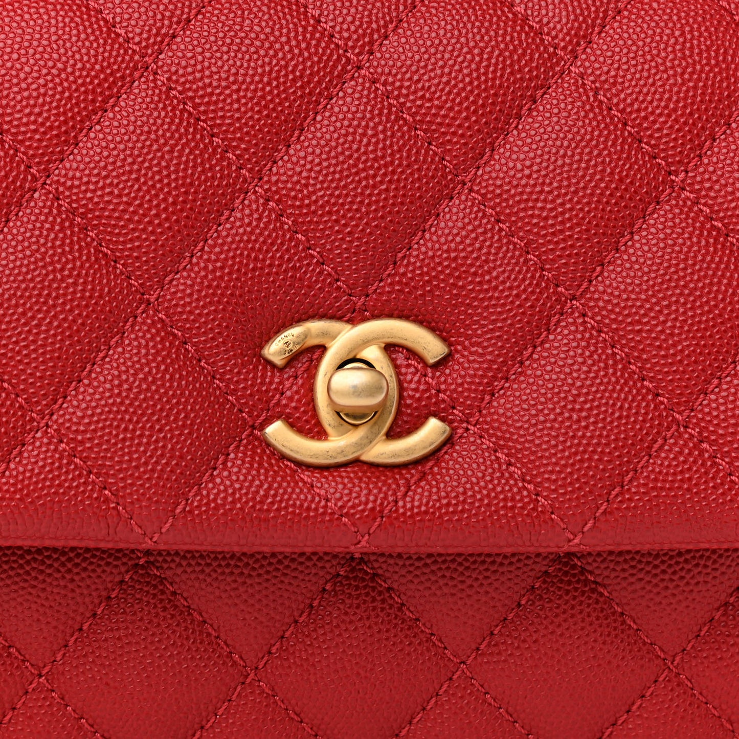 Caviar Quilted Mini Coco Handle Flap Red