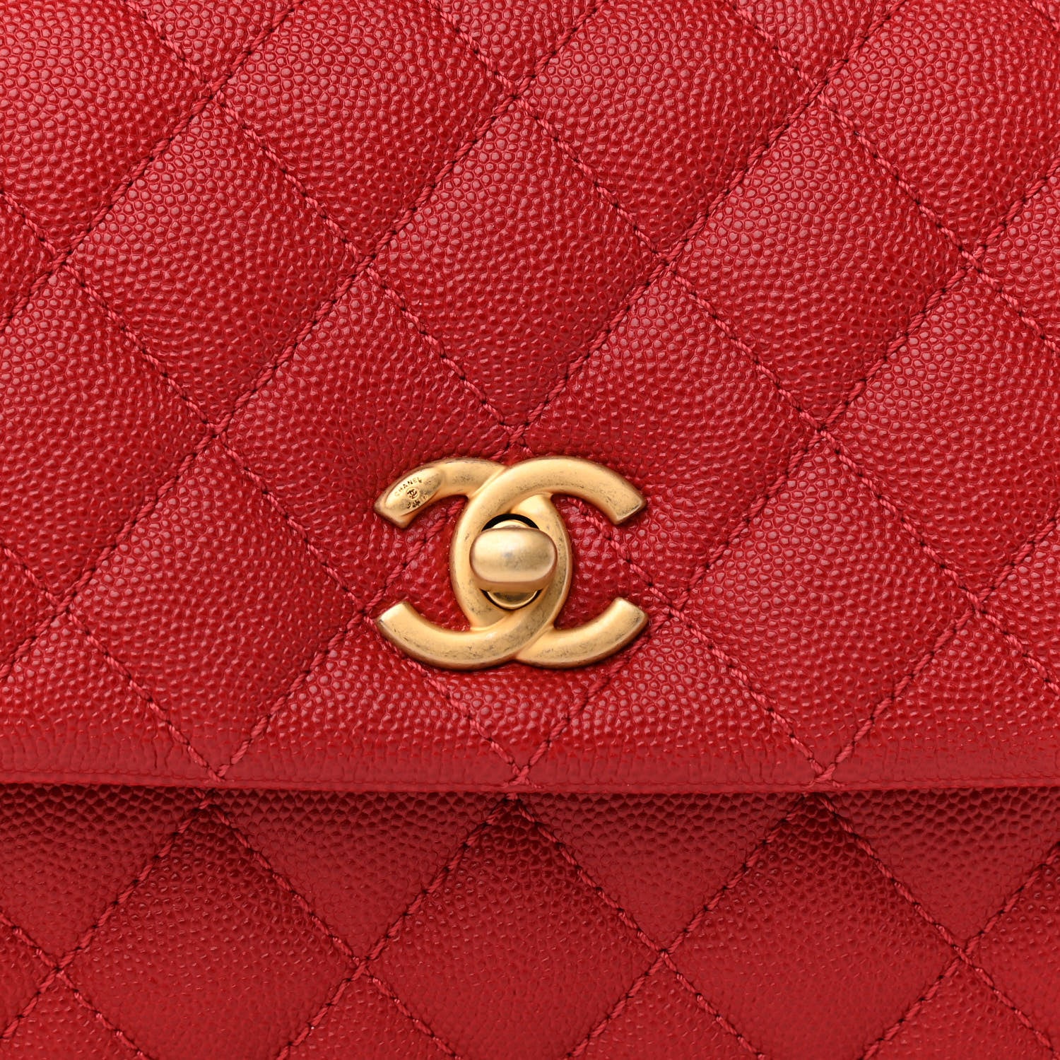Chanel Caviar Quilted Mini Coco Handle Flap Red 8 of 10