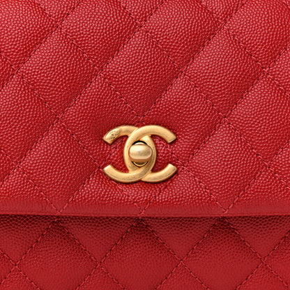Chanel Caviar Quilted Mini Coco Handle Flap Red 8 of 10