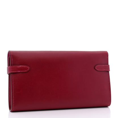 Hermes Tadelakt Verso Kelly Longue Wallet Rubis Rose Shocking 3 of 11