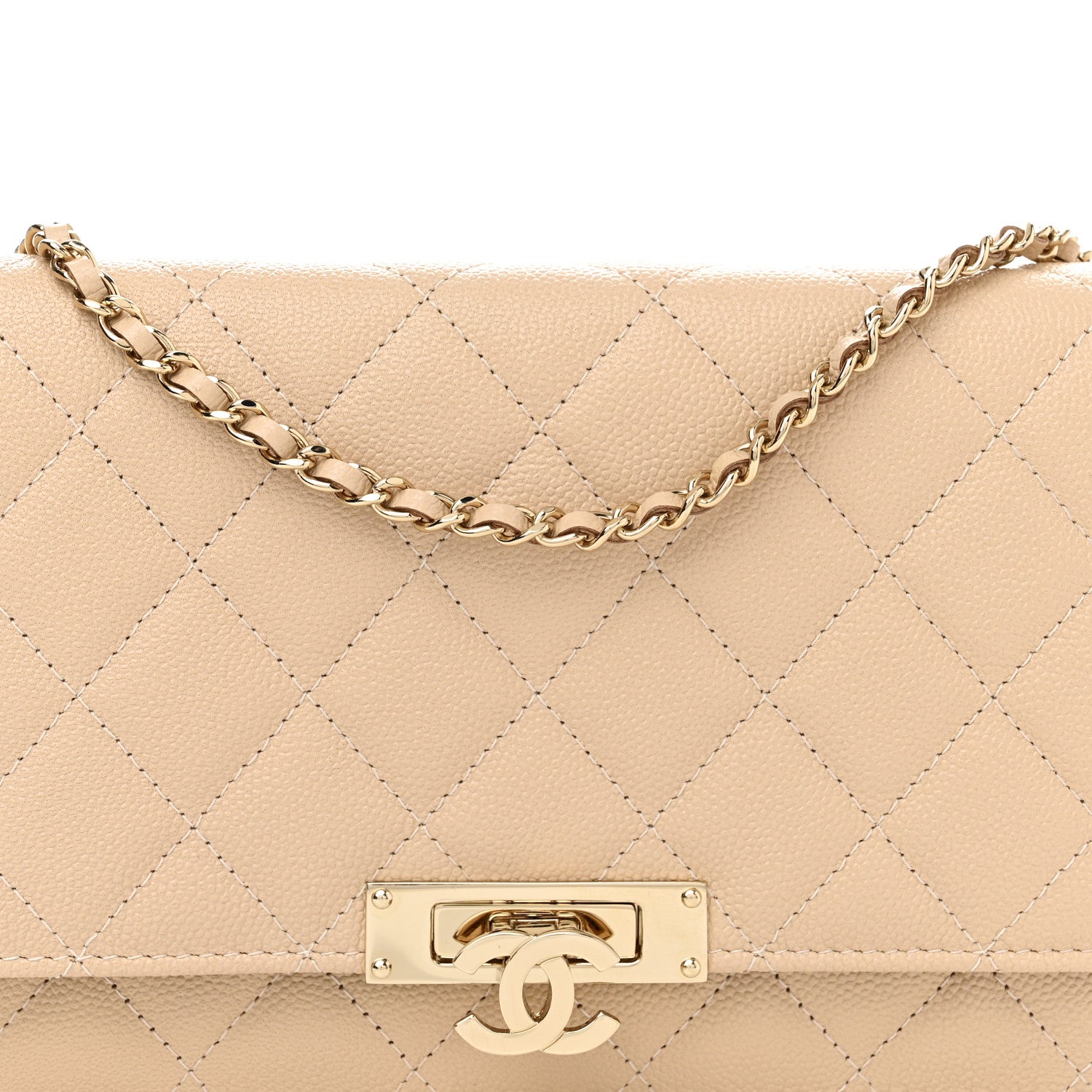 Chanel Caviar Quilted Golden Class Wallet On Chain WOC Beige 8 of 10