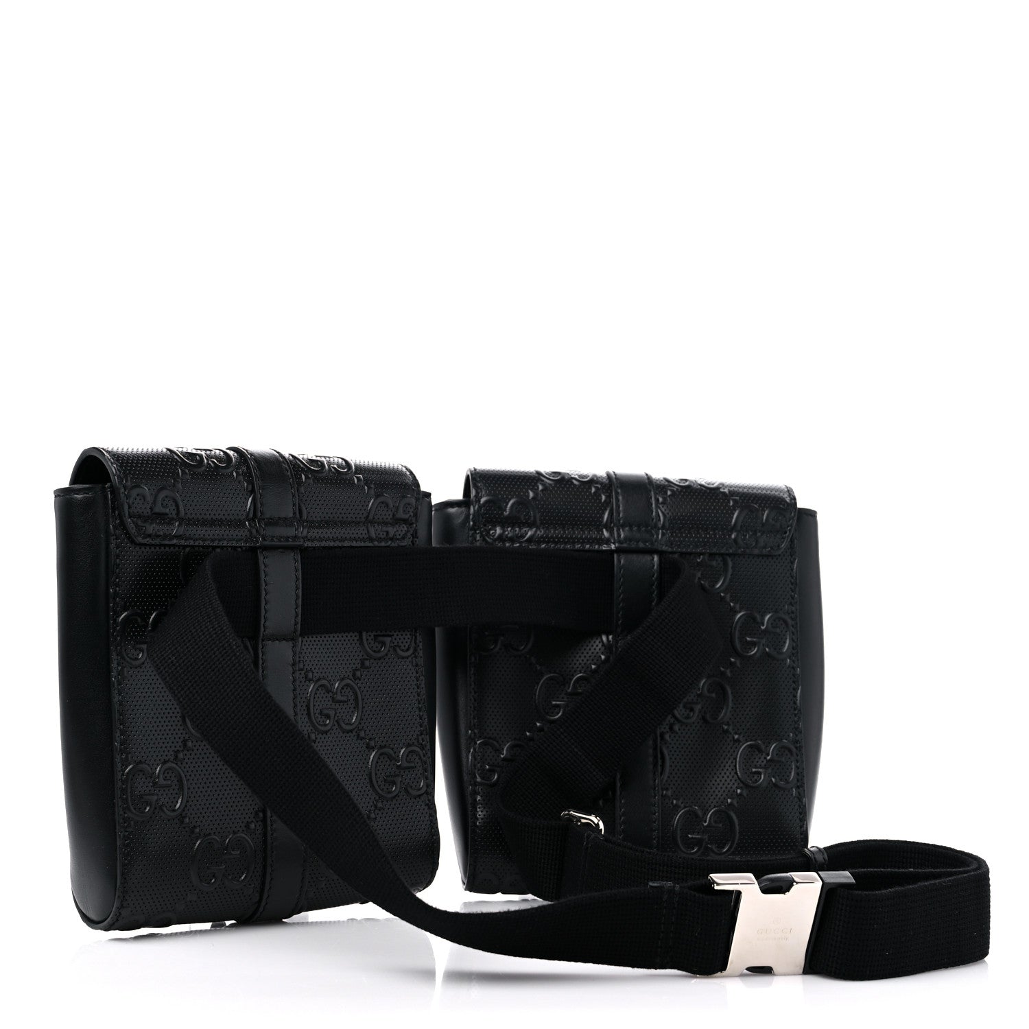 Gucci Calfskin GG Tennis Embossed 2 Detachable Pouch Belt Bag Black 3 of 13