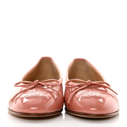 Chanel Patent Calfskin CC Cap Toe Ballerina Flats 36.5 Pink 2 of 11