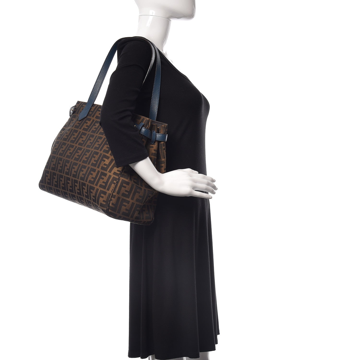 Fendi Zucca Vitello Artic Tote Tobacco Petrolio 2 of 9