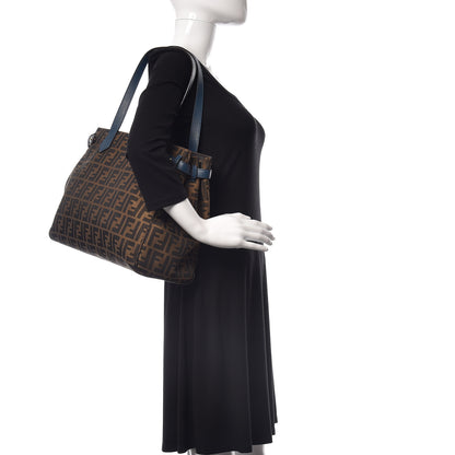 Fendi Zucca Vitello Artic Tote Tobacco Petrolio 2 of 9