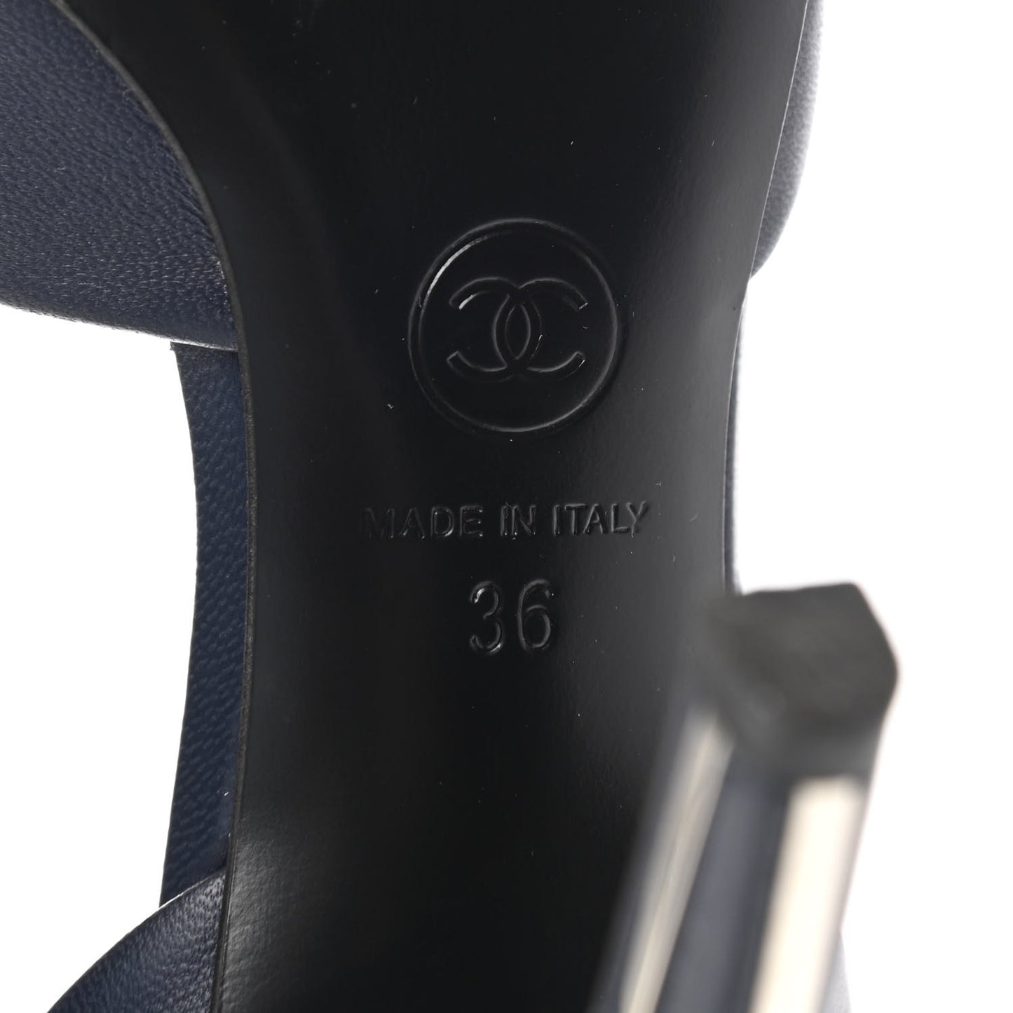 Lambskin Cap Toe d'Orsay Pumps 36 Navy Black