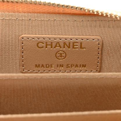 Chanel Iridescent Caviar Quilted Zip Around Coin Purse Beige 6 of 9