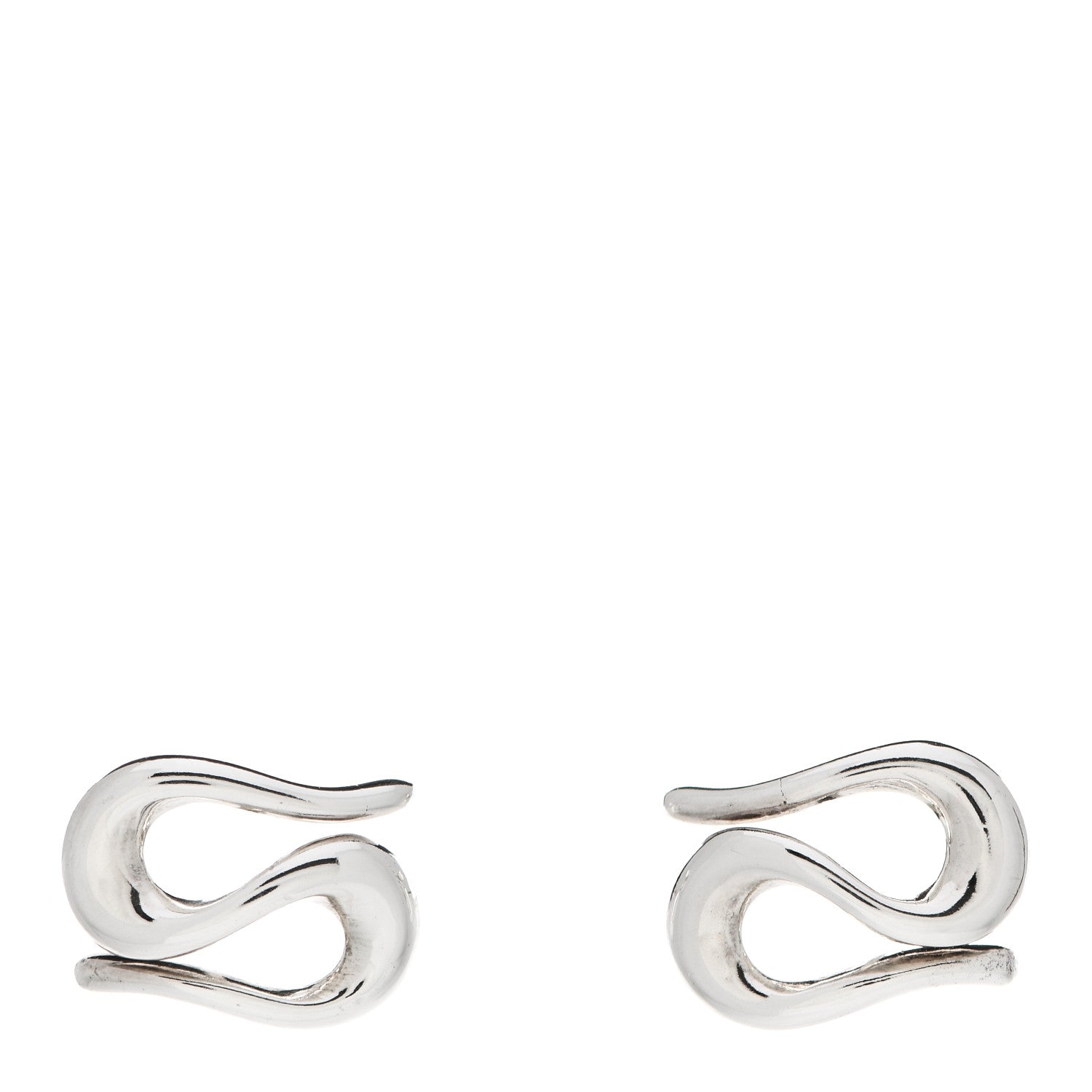 Tiffany Sterling Silver Elsa Peretti Open Wave Earrings 1 of 4