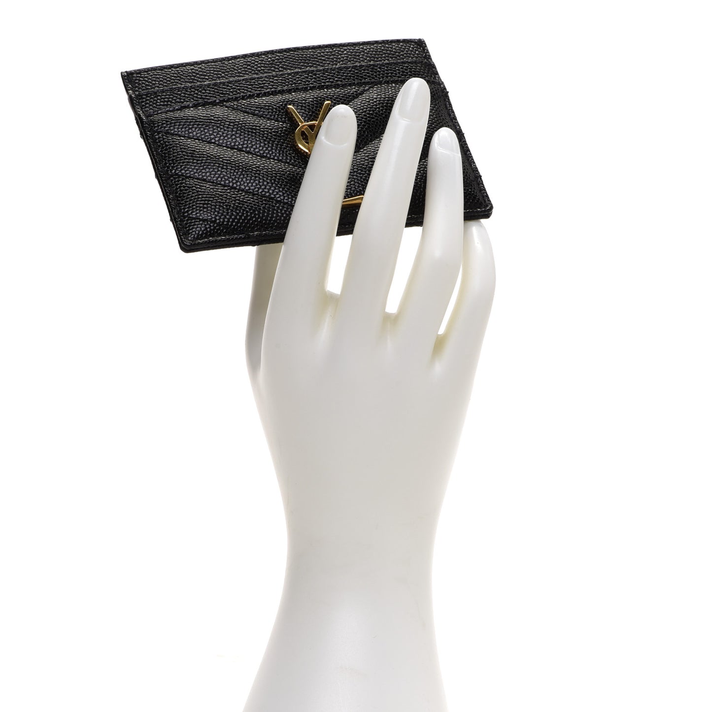 Grain De Poudre Matelasse Chevron Monogram Credit Card Case Black