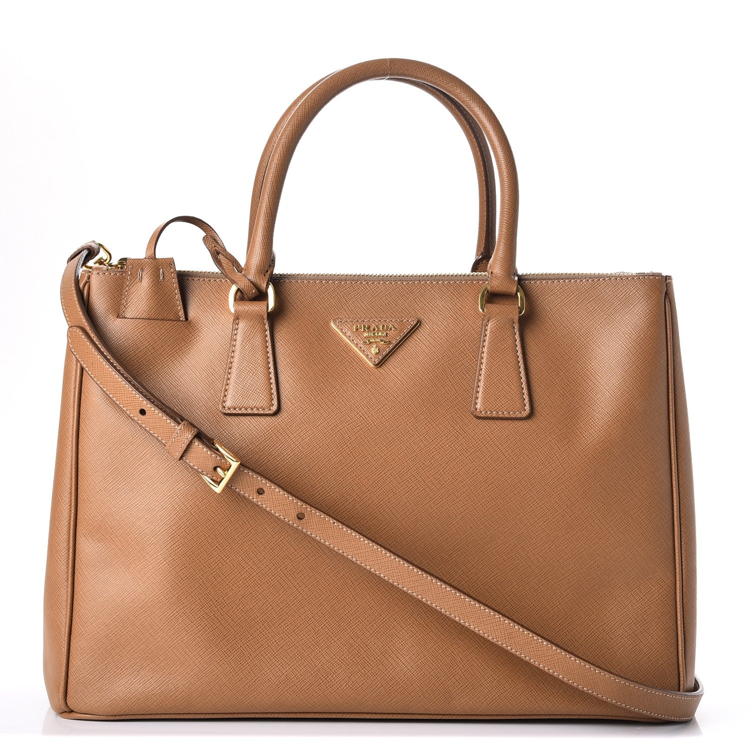 Prada Saffiano Medium Galleria Double Zip Tote Caramel 1 of 10