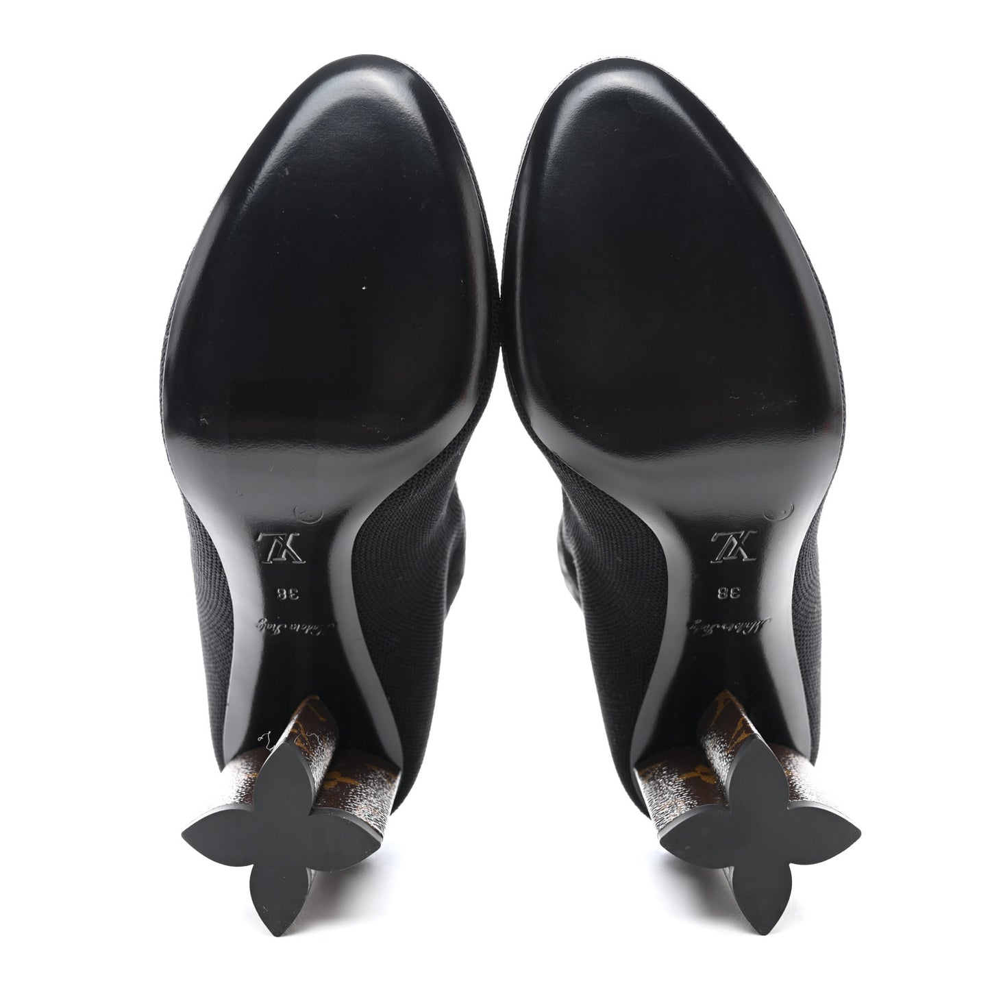 Monogram Stretch Fabric Silhouette Ankle Boots 38 Black