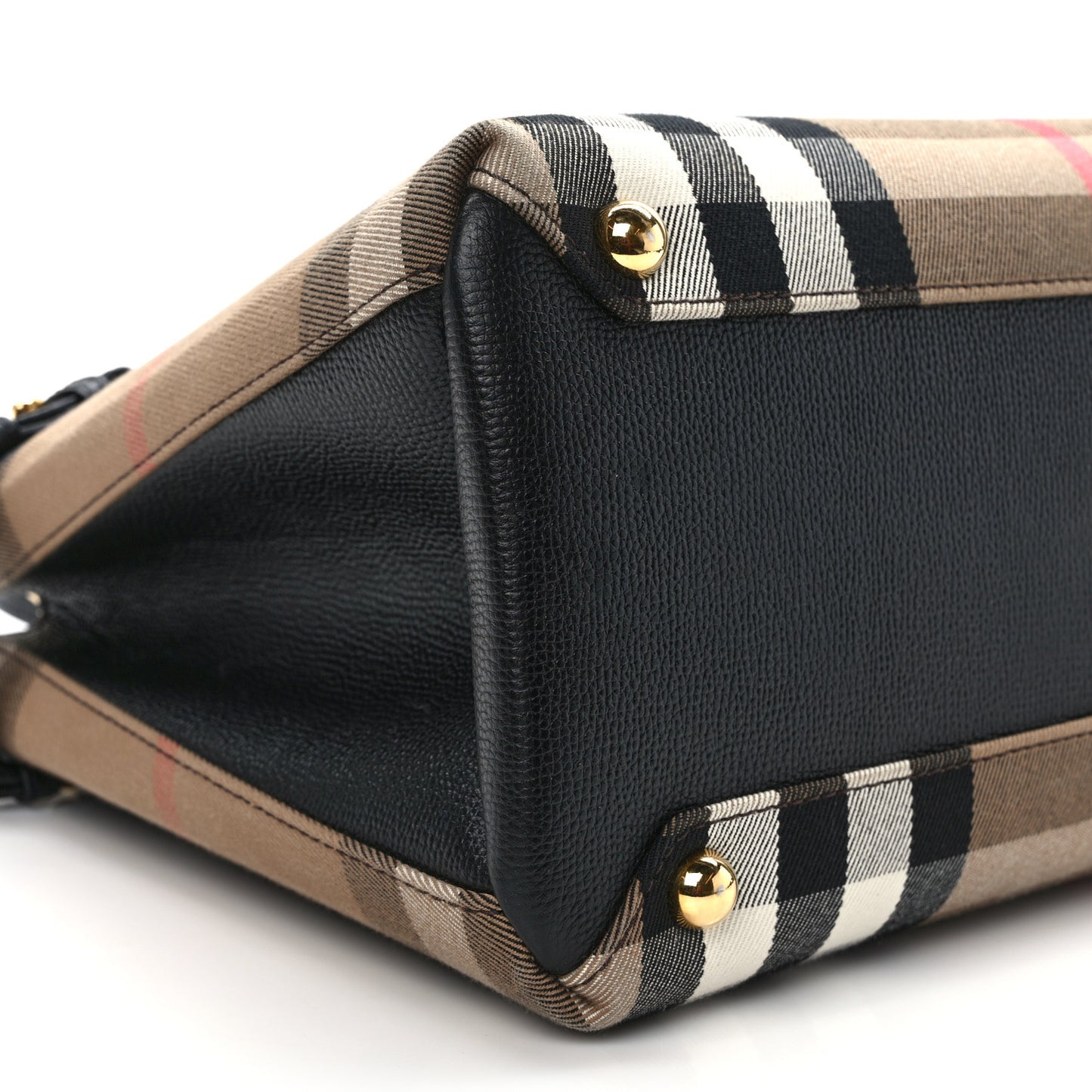 House Check Grainy Calfskin Medium Banner Tote Black