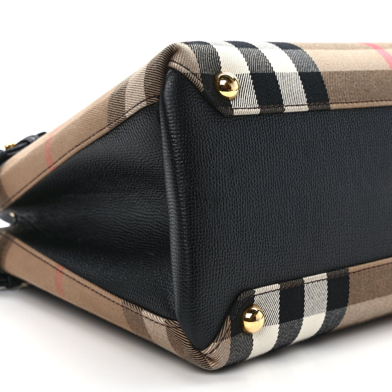 Burberry House Check Grainy Calfskin Medium Banner Tote Black 9 of 10